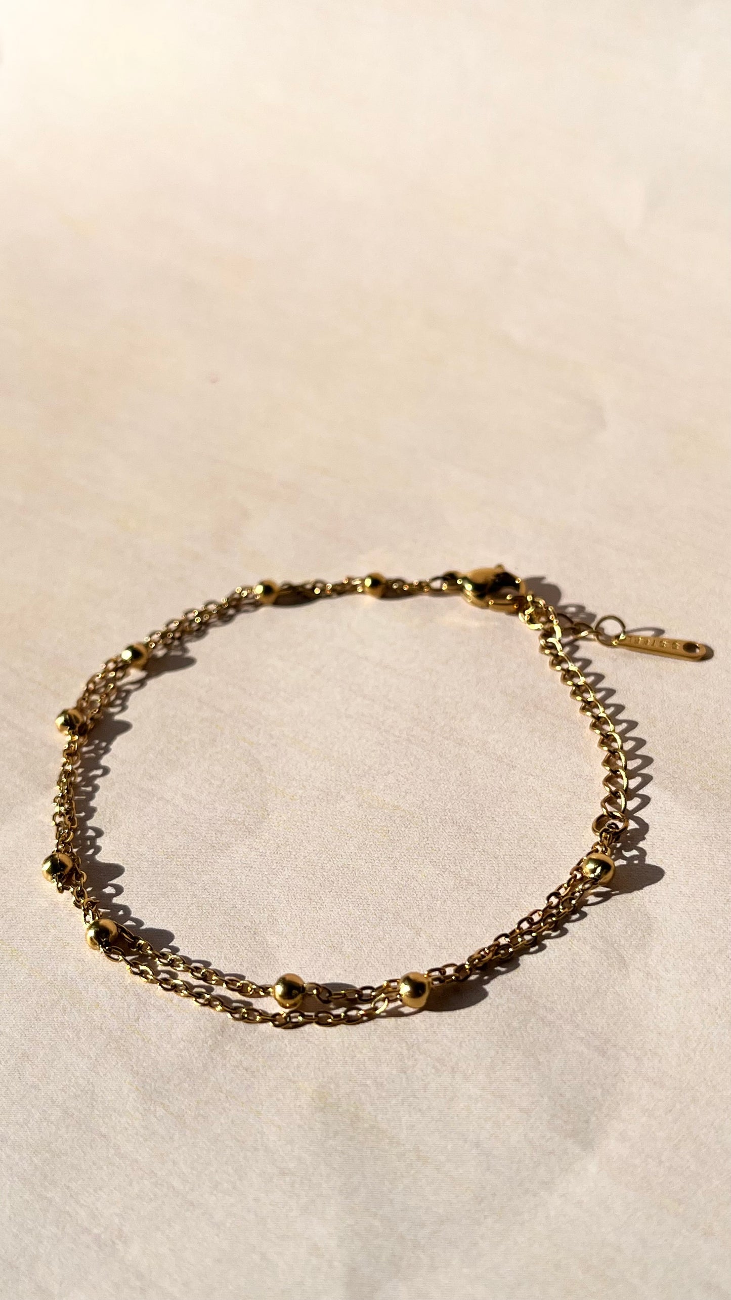 Stainless Steel Gold Beaded Bracelet