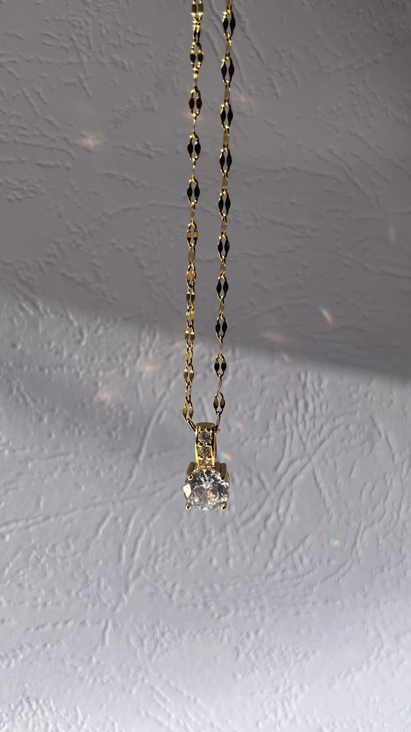 Gold Stainless Steel Micro-Set Zirconia Pendant