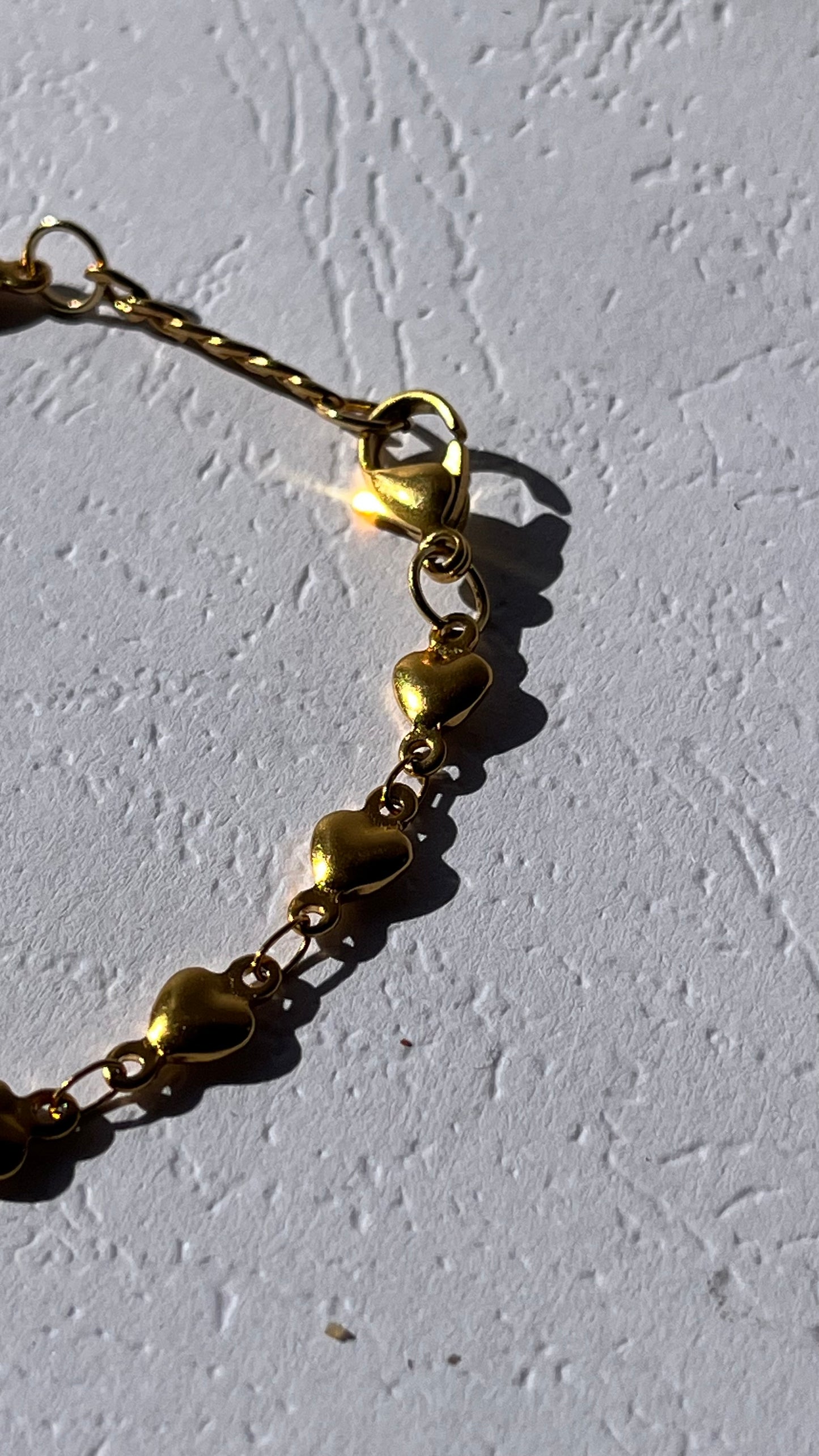Gold Stainless Steel Heart Beads Chain