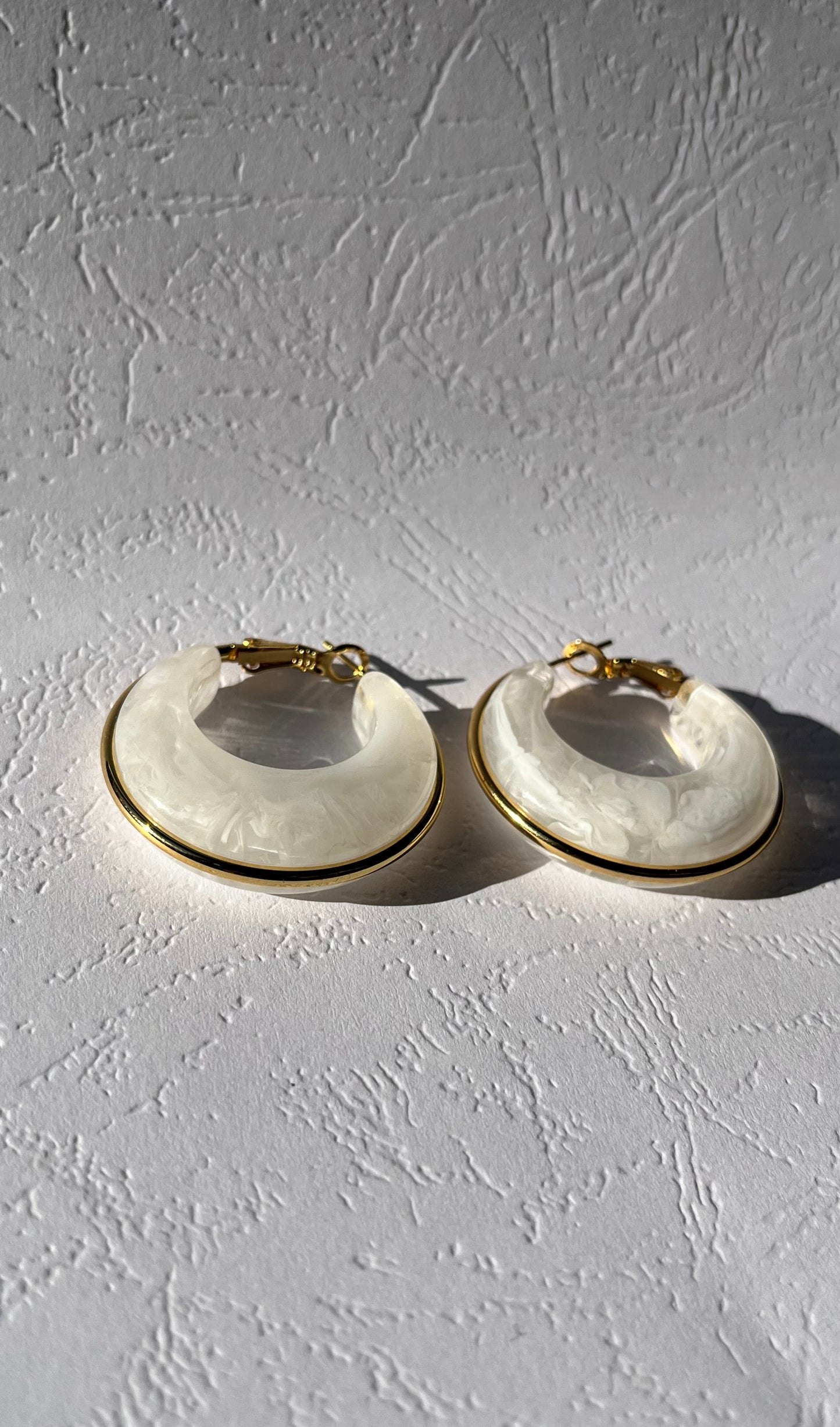 Gold Stainless Steel  Resin Moon Hook Earings