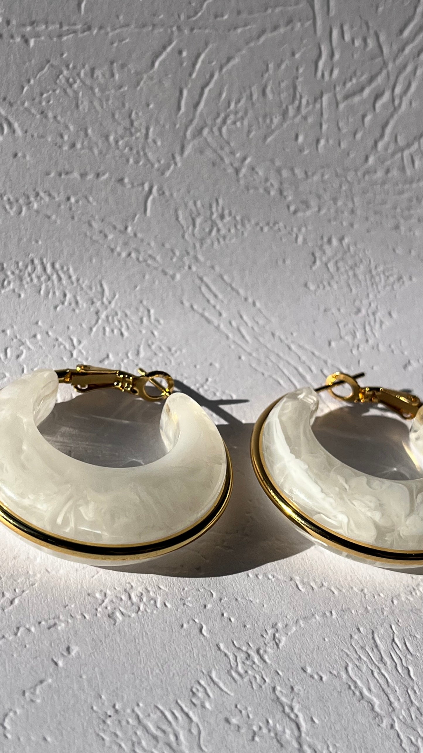 Gold Stainless Steel  Resin Moon Hook Earings