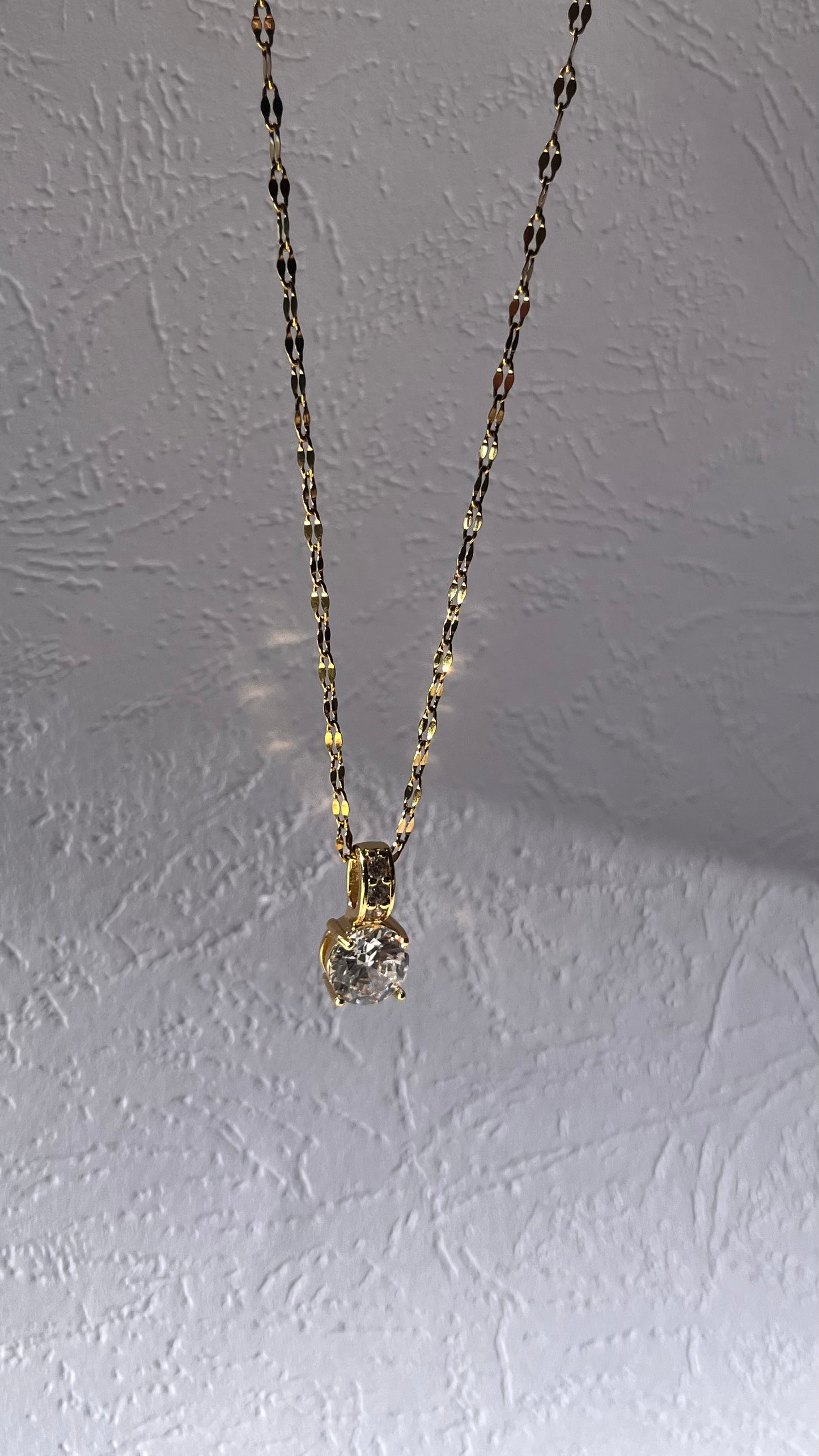 Gold Stainless Steel Micro-Set Zirconia Pendant