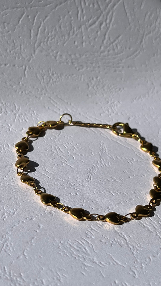 Gold Stainless Steel Heart Beads Chain