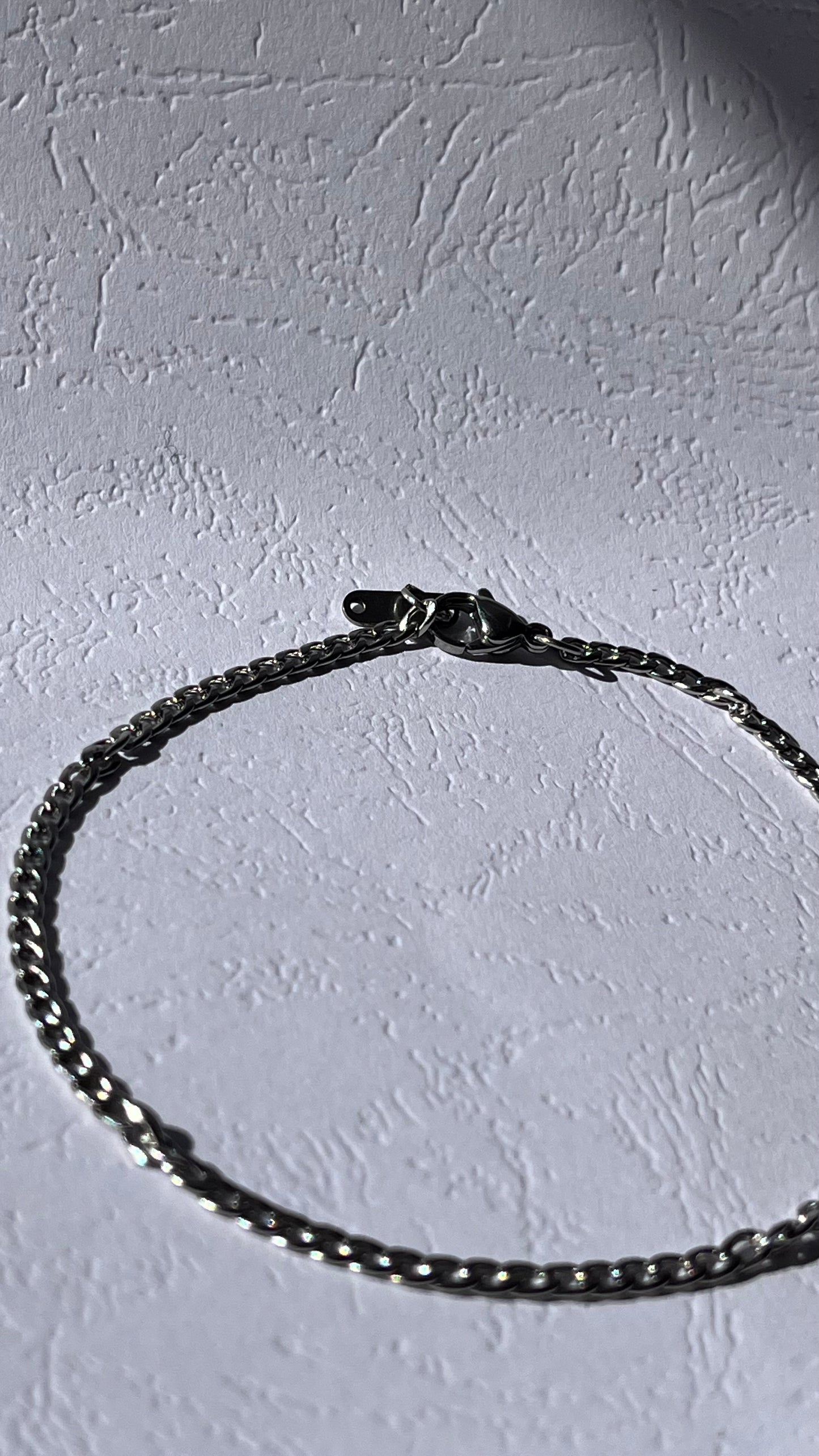 Silver Stainless Steel Cuban Chain Bracelet